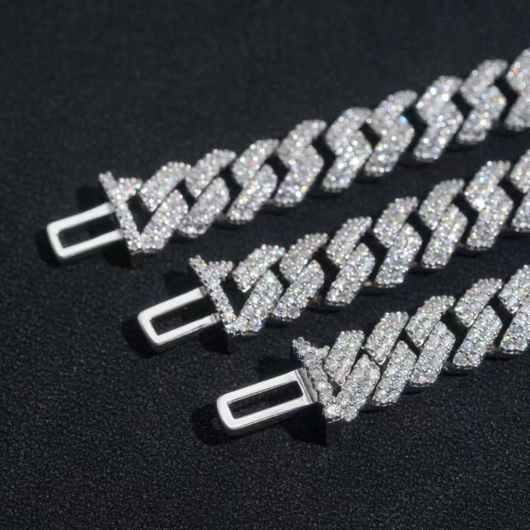 8mm S925 Silver 2 Row Moissanite cuban Bracelet