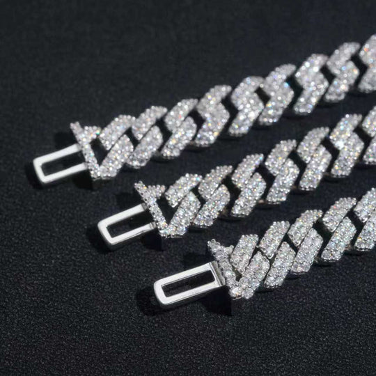 8mm S925 Silver 2 Row Moissanite cuban Bracelet