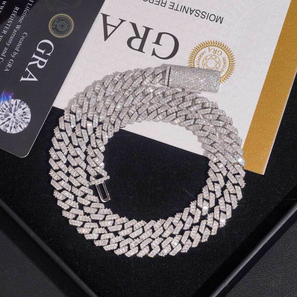 8mm 925 Silver Moissanite Double-Row T-Prong × Round Cut Cuban Chain