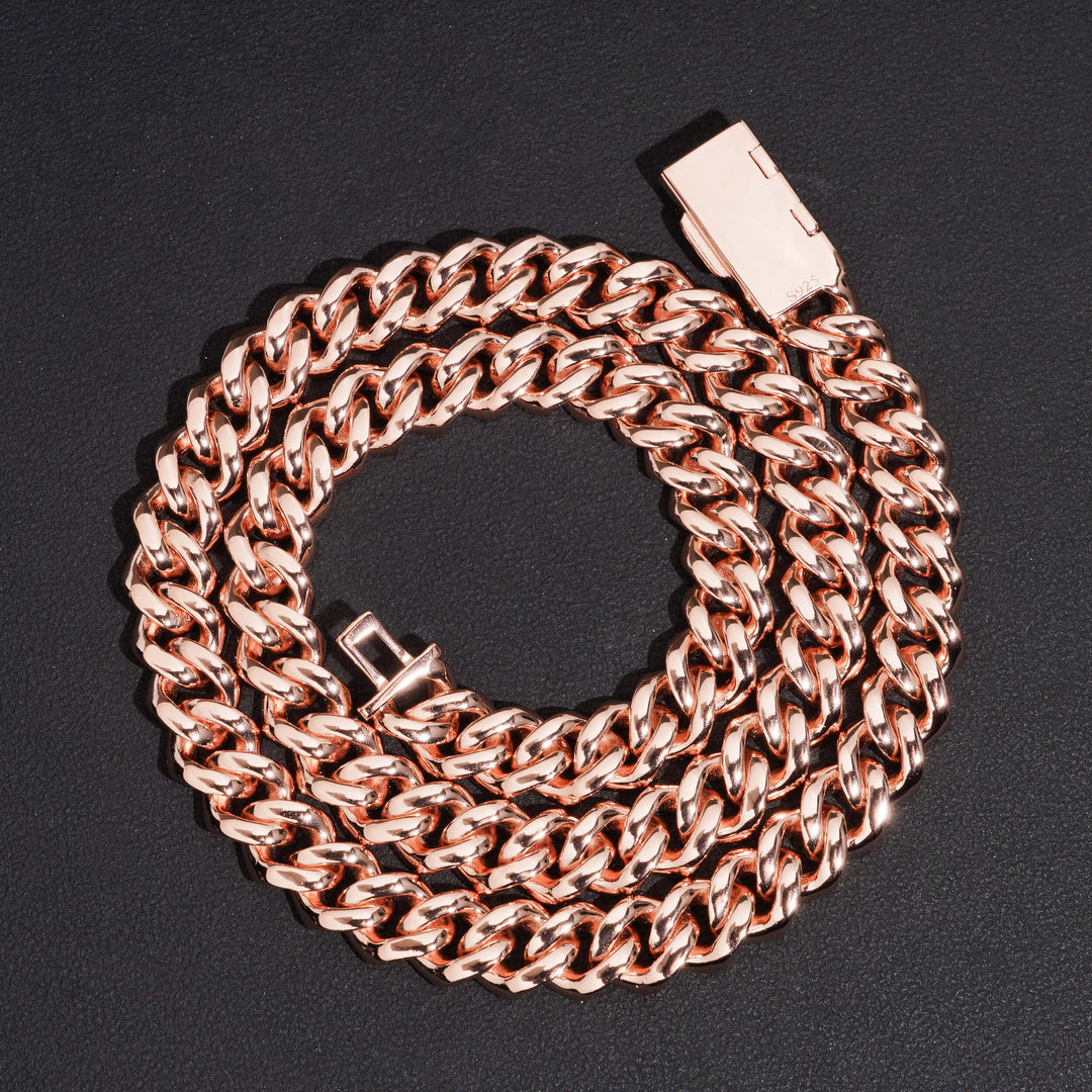 10mm S925 Silver 3-Row Center-Large moissanite Cuban Chain