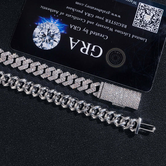 8mm 925 Silver Moissanite Double-Row T-Prong × Round Cut Cuban Bracelet