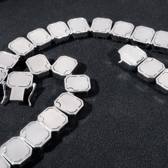 13mm 925 Silver Moissanite Square Tennis Chain