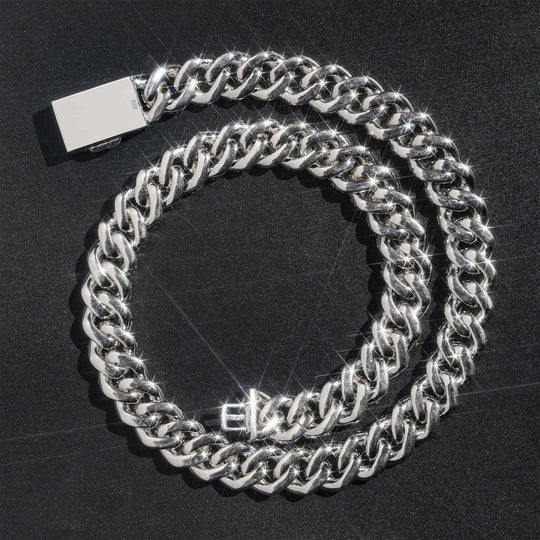 12mm S925 Silver Moissanite  Crescent 2 Row style1  cuban Chains