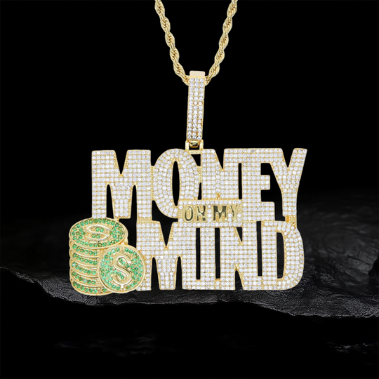Iced Out MONEY MIND Letter Pendant