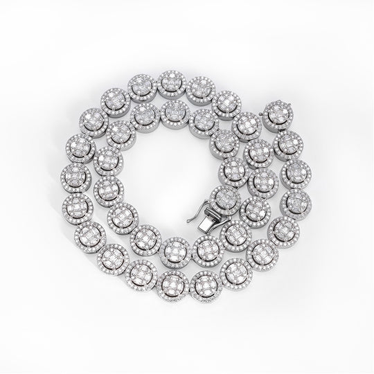 13mm 925 Silver Moissanite Circle Tennis Chains