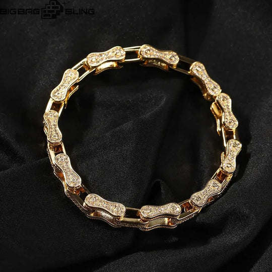 5mm Iced Out Cycle Cuban Chains in White Gold BigBagBling