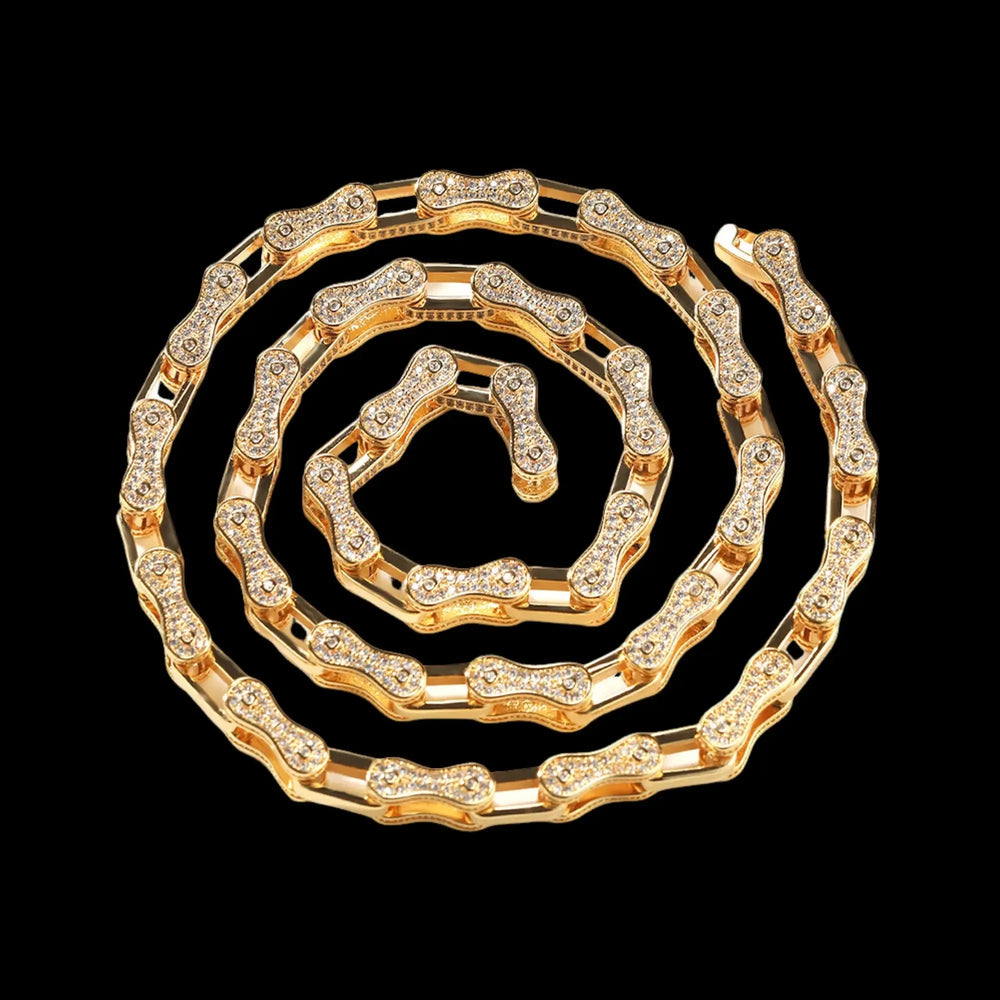 5mm Iced Out Cycle Cuban Chains in White Gold BigBagBling
