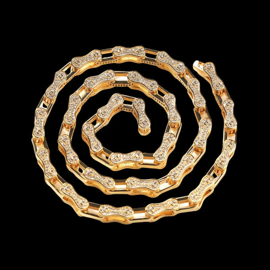 5mm Iced Out Cycle Cuban Chains in White Gold BigBagBling