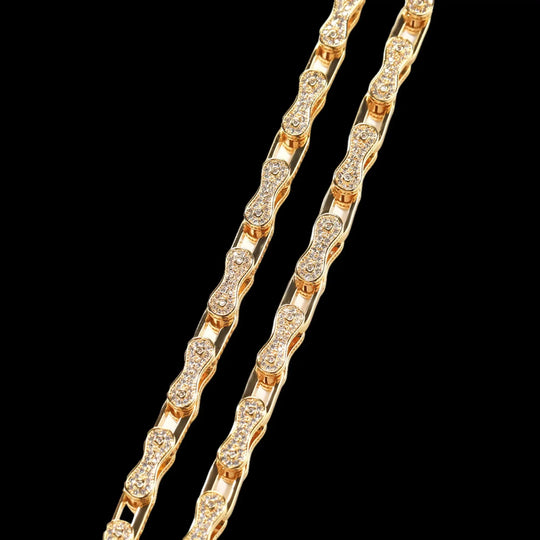 5mm Iced Out Cycle Cuban Chains in White Gold BigBagBling