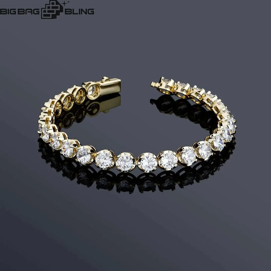 5mm iced out round tennis chain in white gold with Moissanite stones, perfect for hip-hop style and bold fashion.