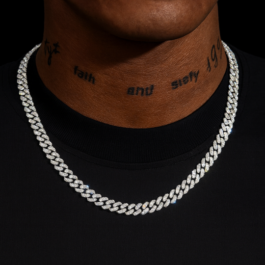 8mm S925 Silver Crescent 2 Row style2  Moissanite cuban Chains