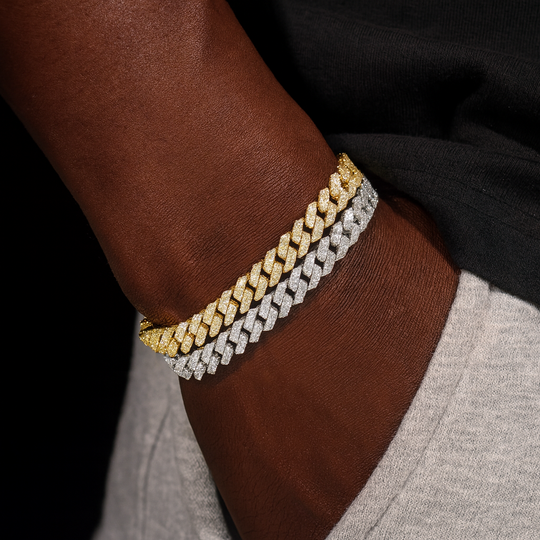 8mm S925 Silver 2 Row Moissanite cuban Bracelet