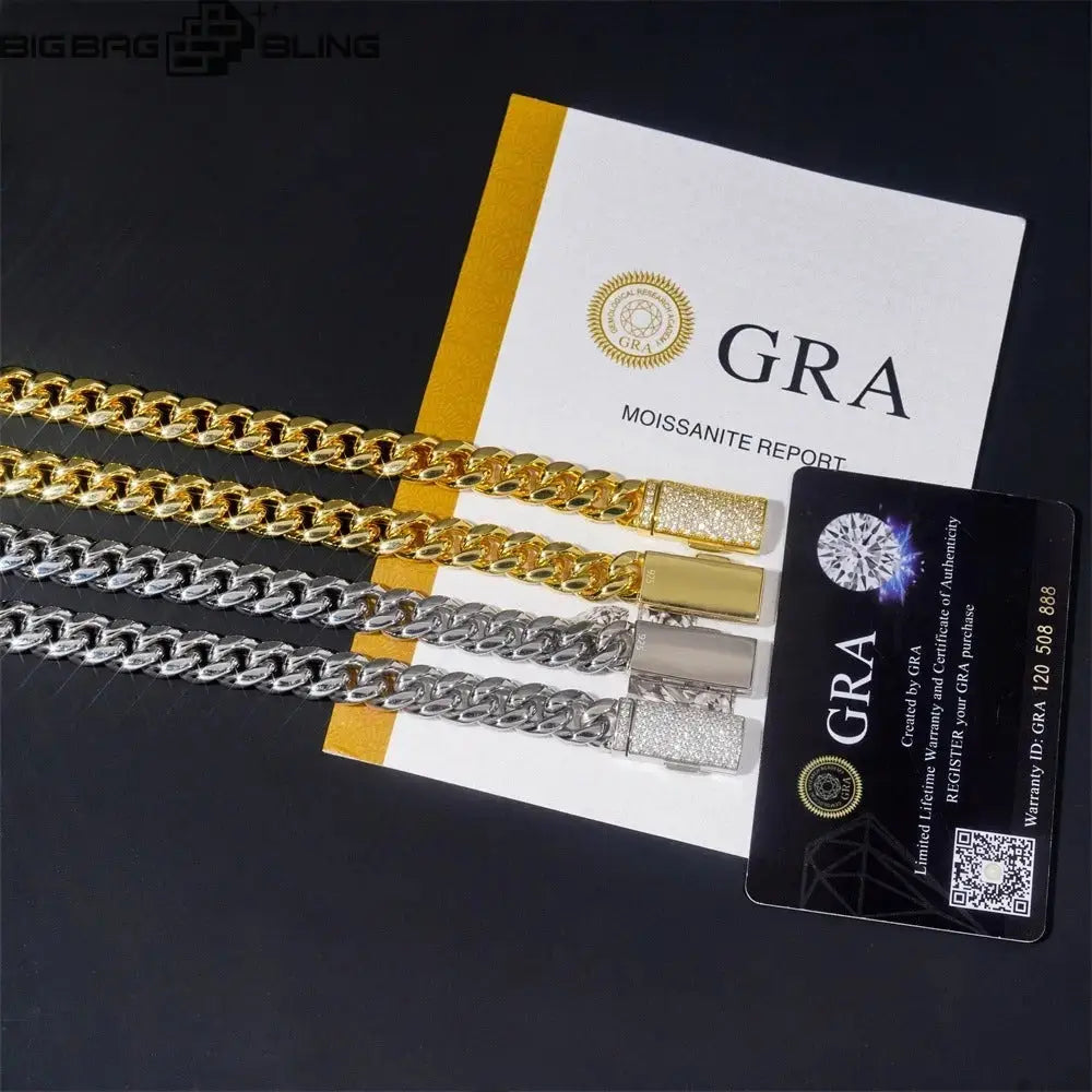 8mm 10mm 925 Sliver Moissanite Cuban Chain BigBagBling