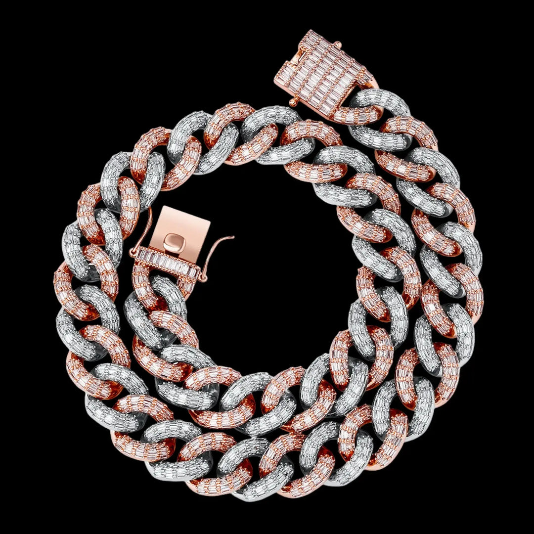 16mm Iced out 18k Gold Plated Cuban Chain in White Gold BigBagBling