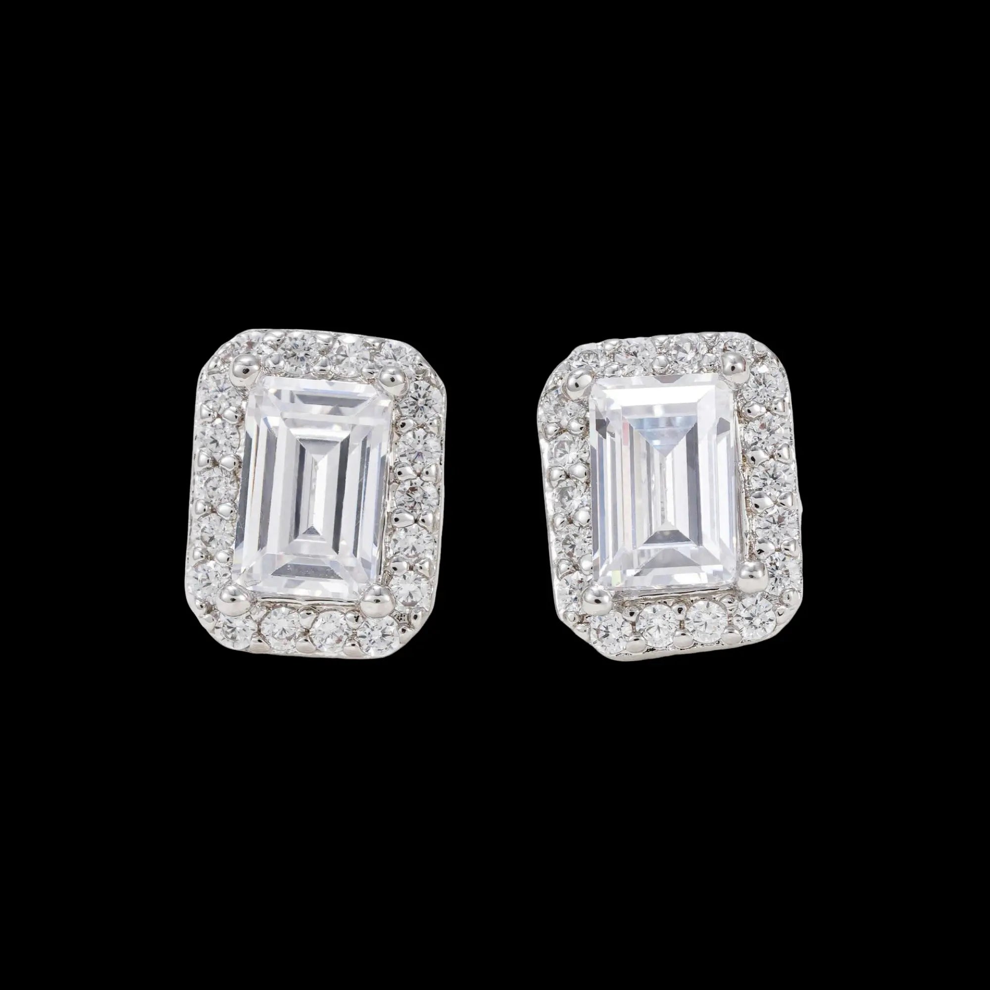 925 silver inlaid with moissanite classic square stud earrings
