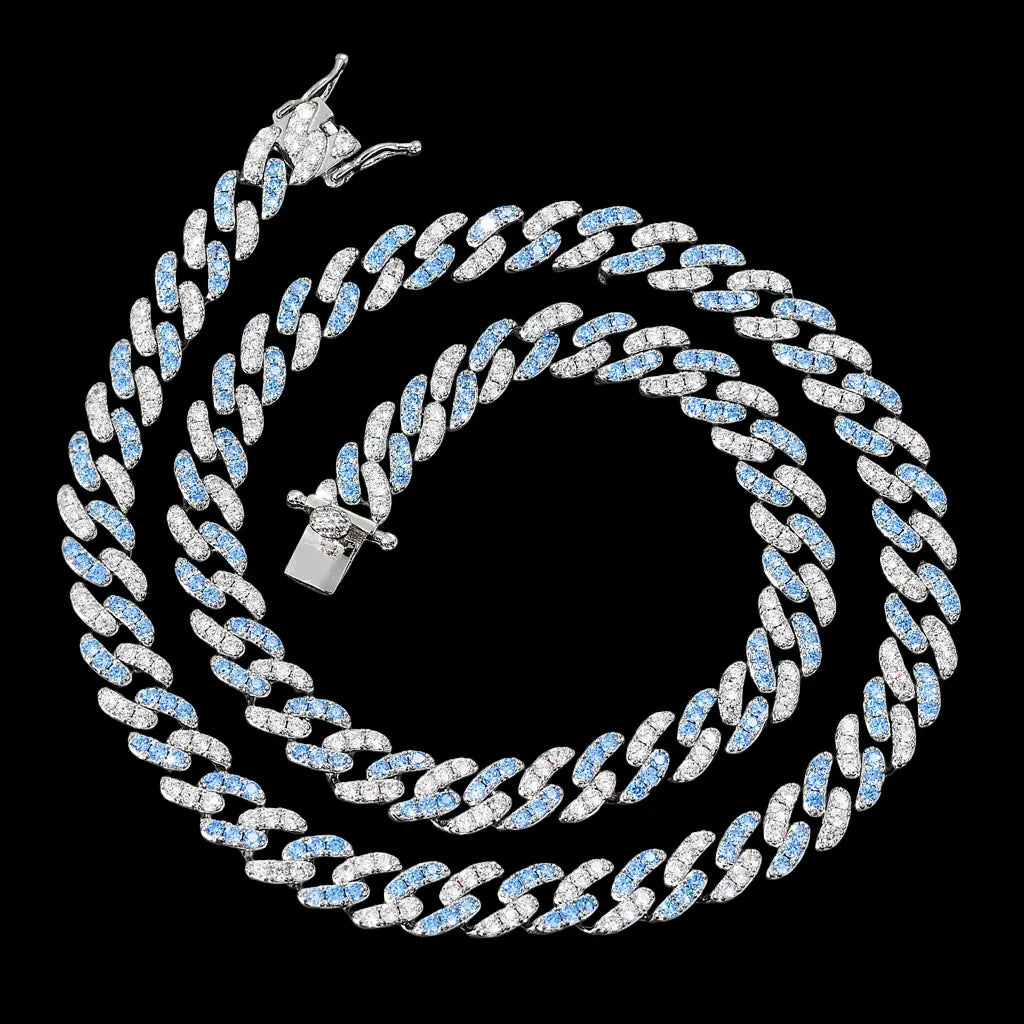 9mm Iced Out Blue  Cuban Bracelet & Chains BigBagBling