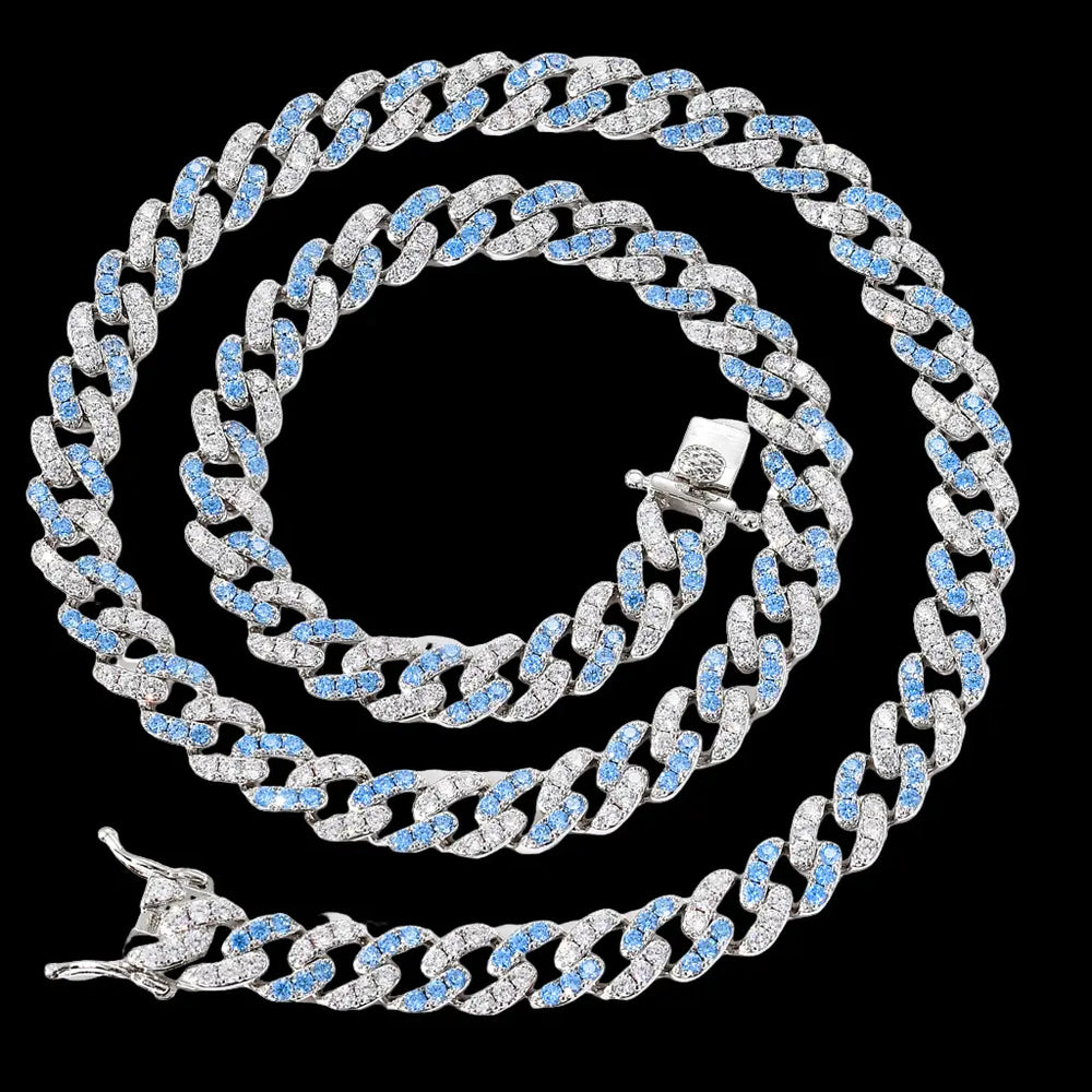 9mm Iced Out Blue  Cuban Bracelet & Chains BigBagBling