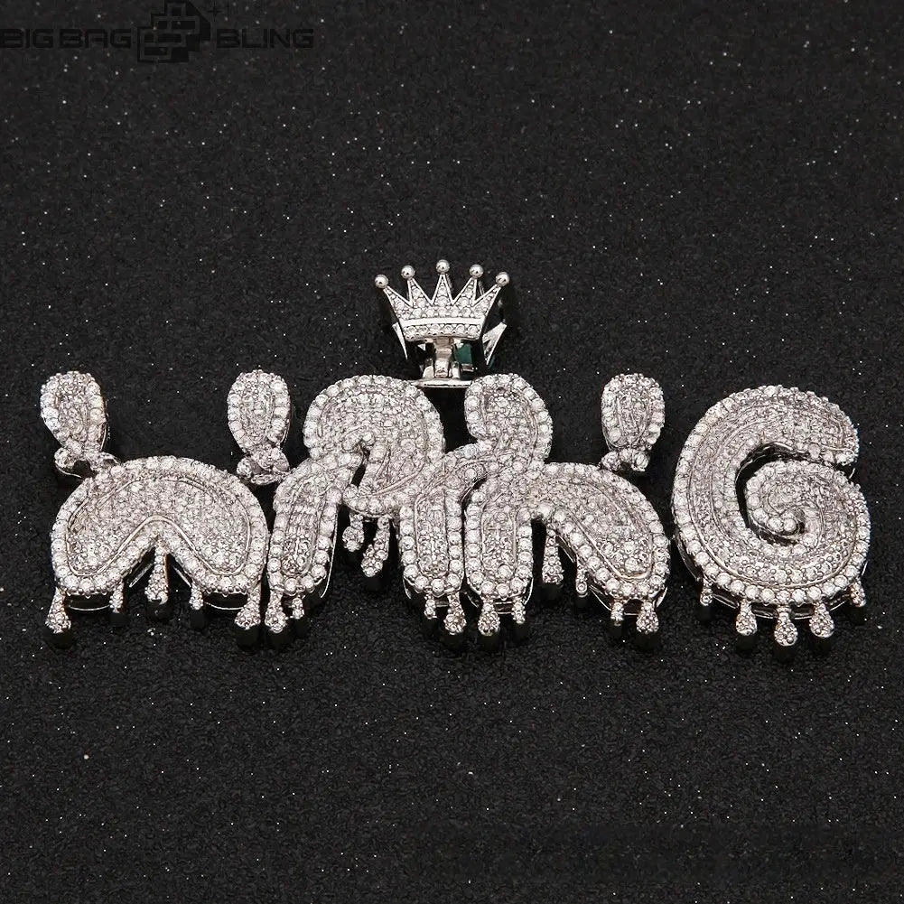 Custom Crown Letter Pendant BigBagBling