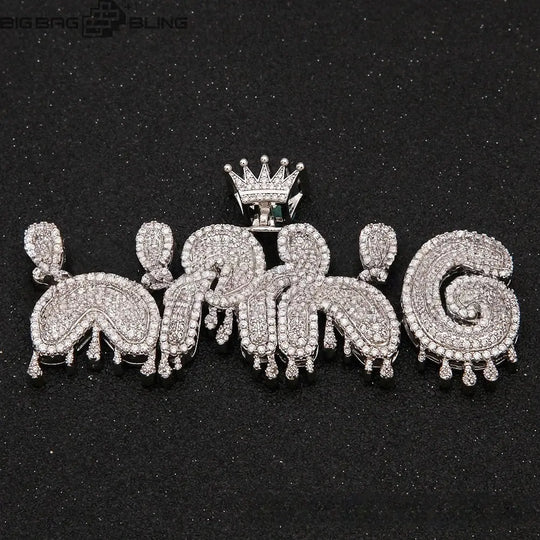 Custom Crown Letter Pendant BigBagBling