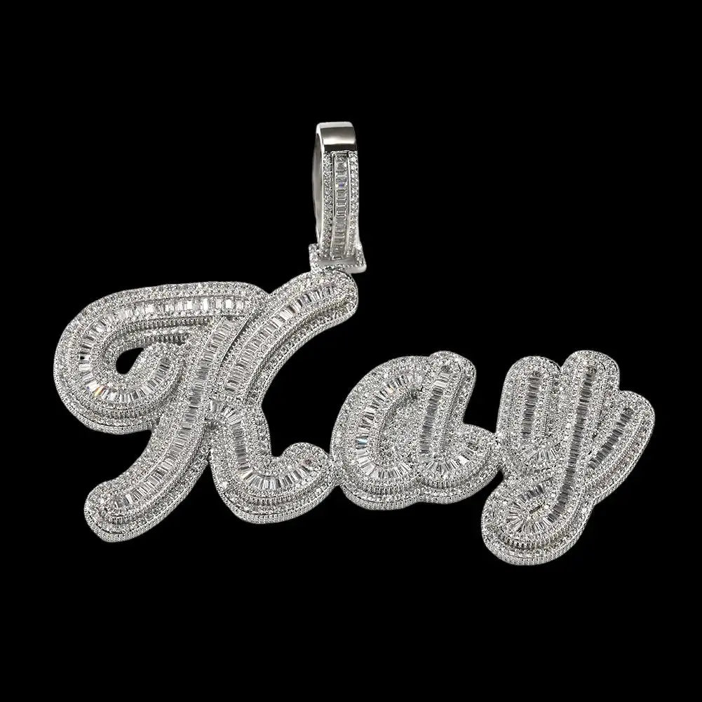 Custom Cursive Name Necklace in White Gold BigBagBling
