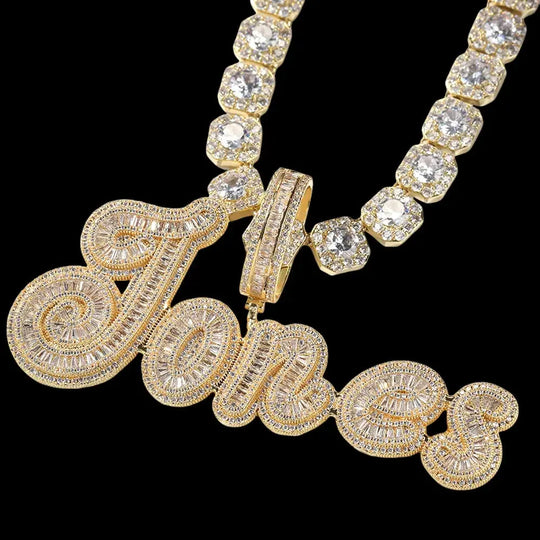 Custom Cursive Name Necklace in White Gold BigBagBling