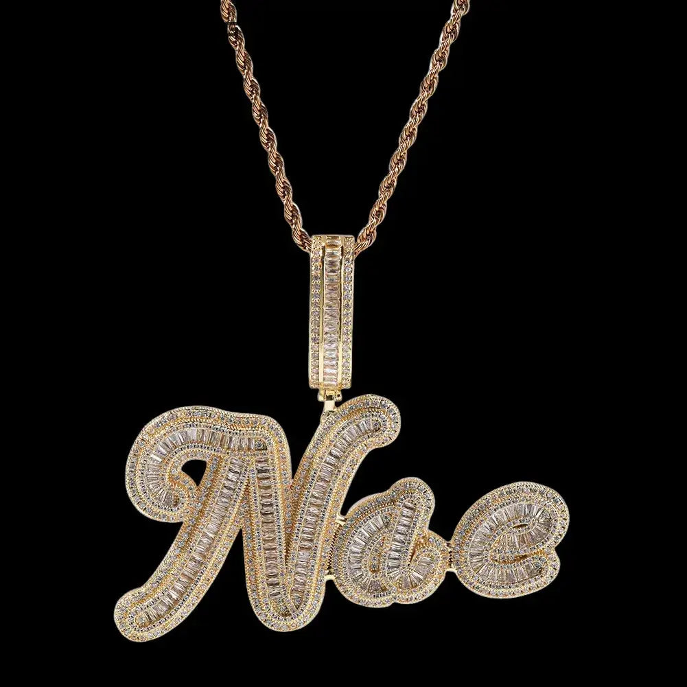 Custom Cursive Name Necklace in White Gold BigBagBling