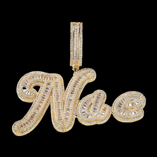 Custom Cursive Name Necklace in White Gold BigBagBling