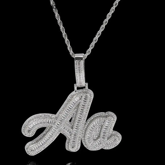 Custom Cursive Name Necklace in White Gold BigBagBling