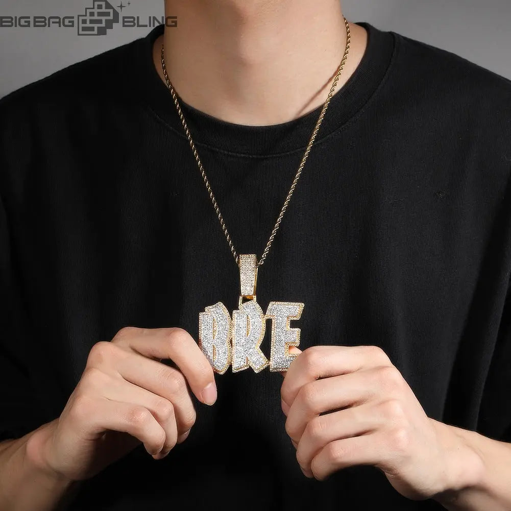 Custom Double Layer Bold Letters Name/Number Pendant（副本） BigBagBling