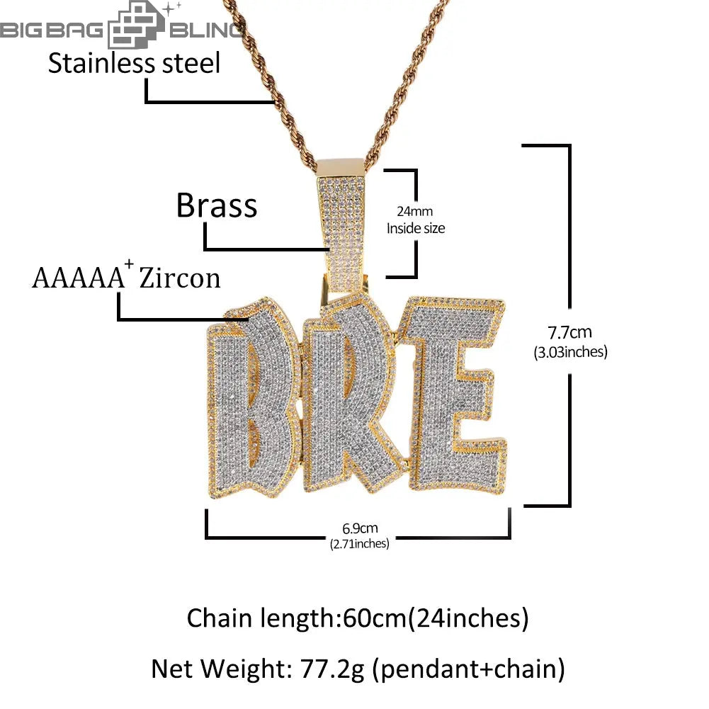 Custom Double Layer Bold Letters Name/Number Pendant（副本） BigBagBling