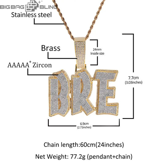 Custom Double Layer Bold Letters Name/Number Pendant（副本） BigBagBling