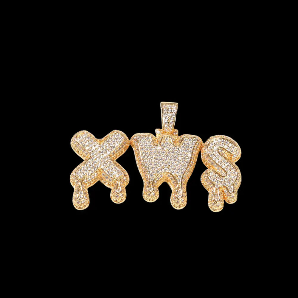 Custom Iced Drip Letters Name Pendant BigBagBling