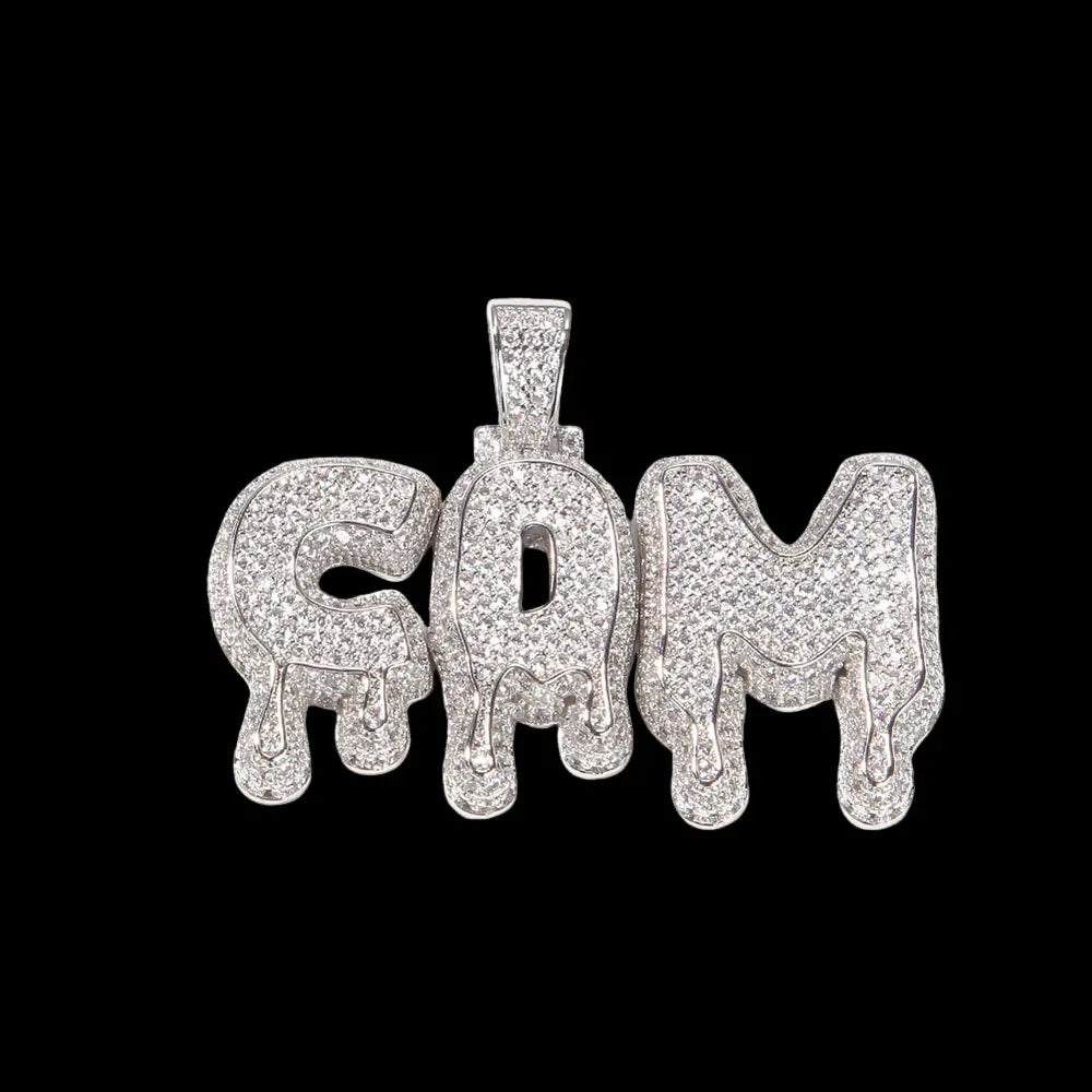 Custom Iced Drip Letters Name Pendant BigBagBling