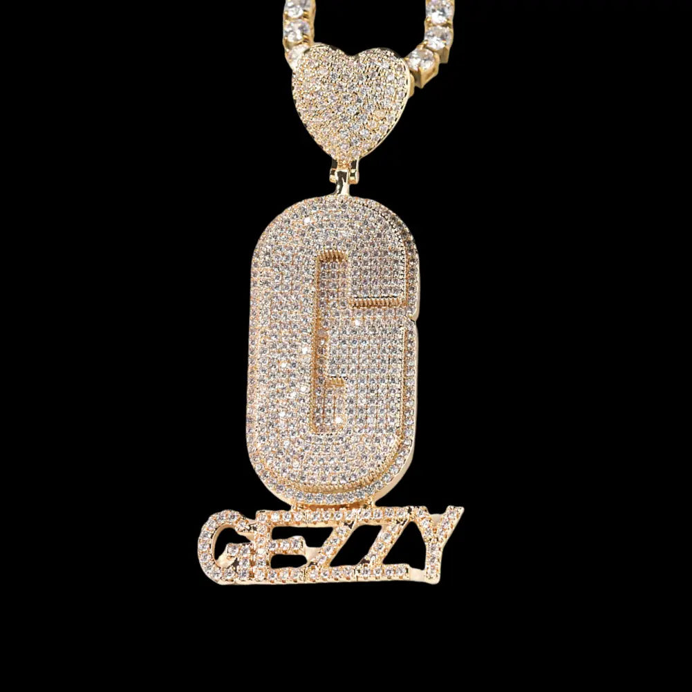 Custom Initial Letter and Name with Heart Pendant BigBagBling