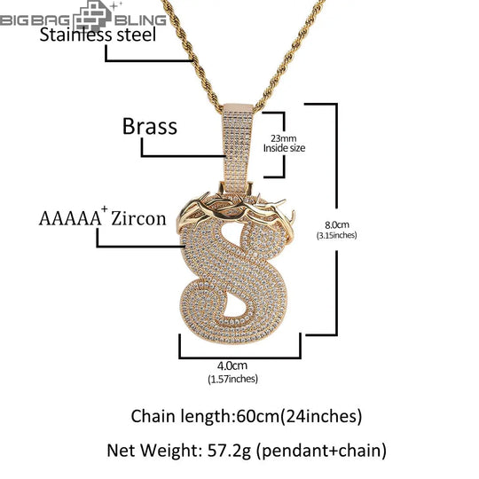 Custom Letter Name Combination Pendant BigBagBling