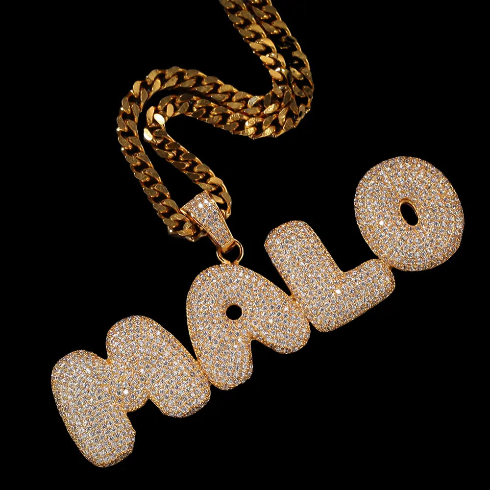 Custom bubble letters with diamond pendant BigBagBling
