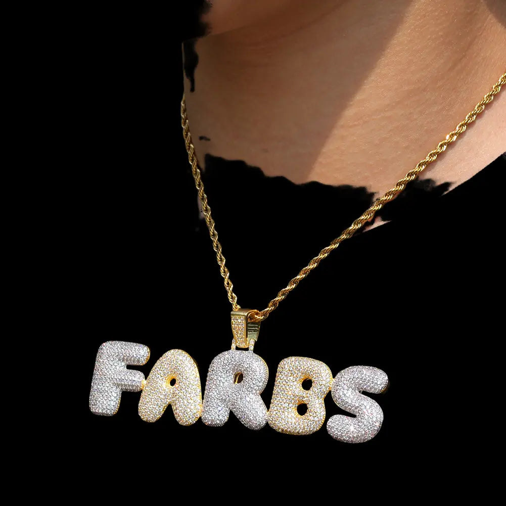 Custom bubble letters with diamond pendant BigBagBling
