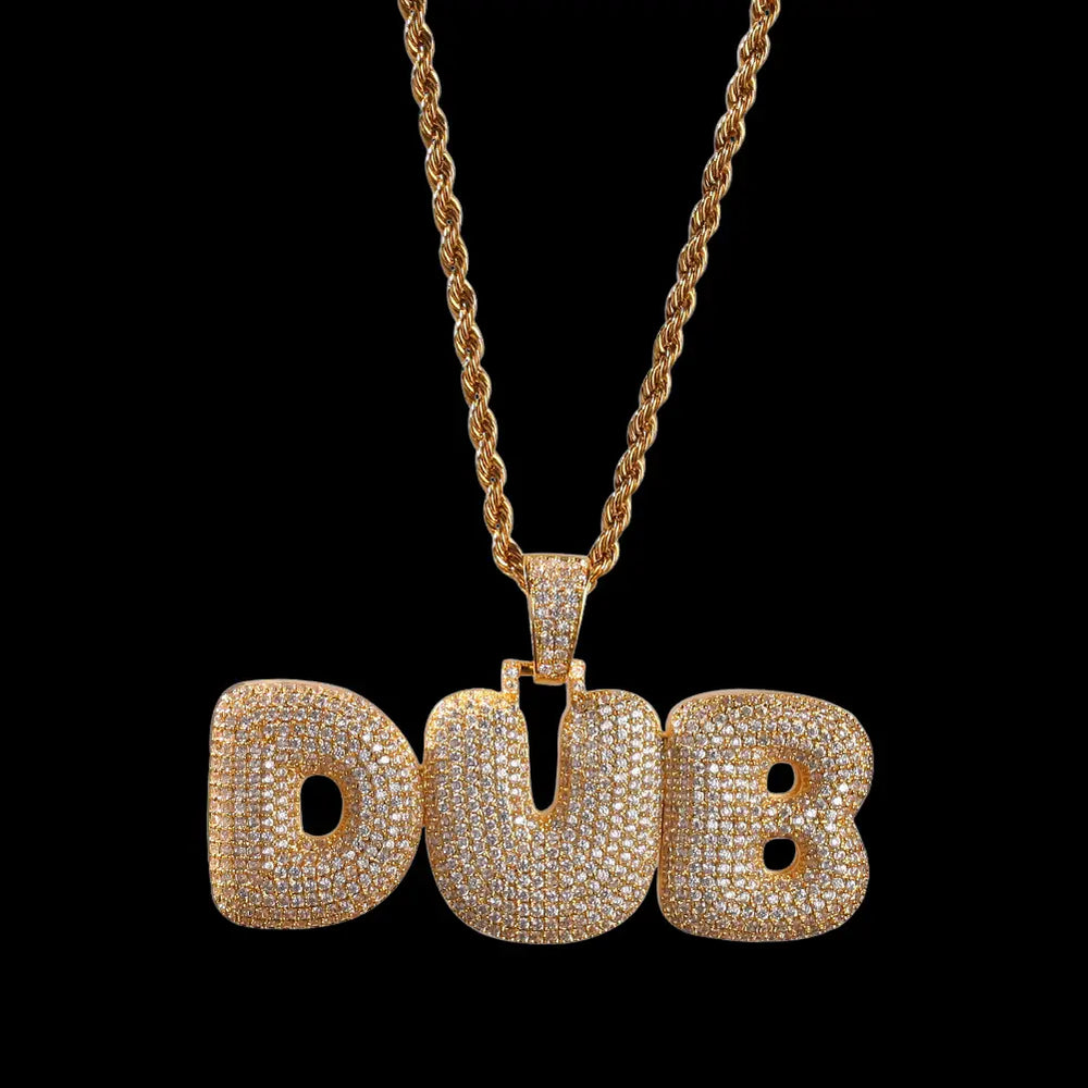 Custom bubble letters with diamond pendant BigBagBling