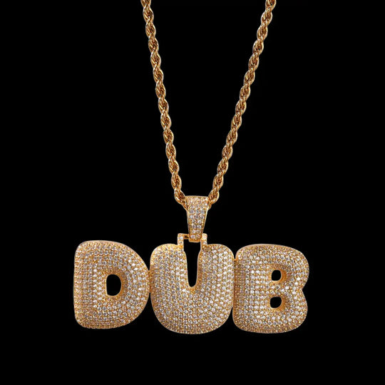 Custom bubble letters with diamond pendant BigBagBling