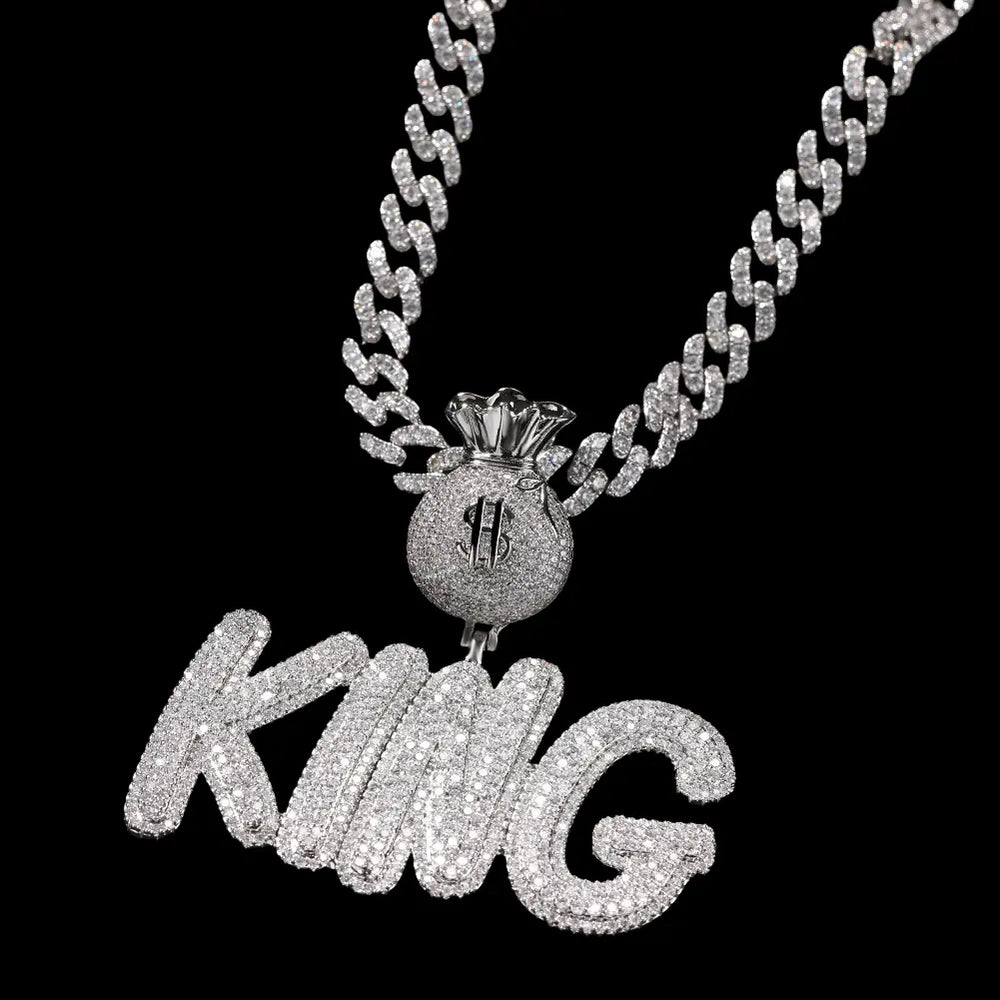 Custom name cursive letter dollar symbol pendant BigBagBling