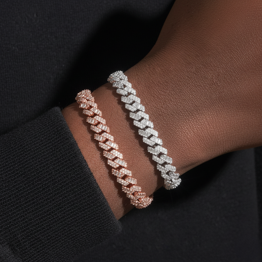 8mm 925 Silver Moissanite Double-Row T-Prong × Round Cut Cuban Bracelet