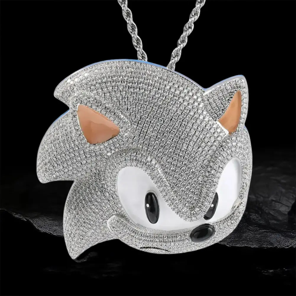 Glow-in-the-Dark Iced Out Sonic Pendant BigBagBling