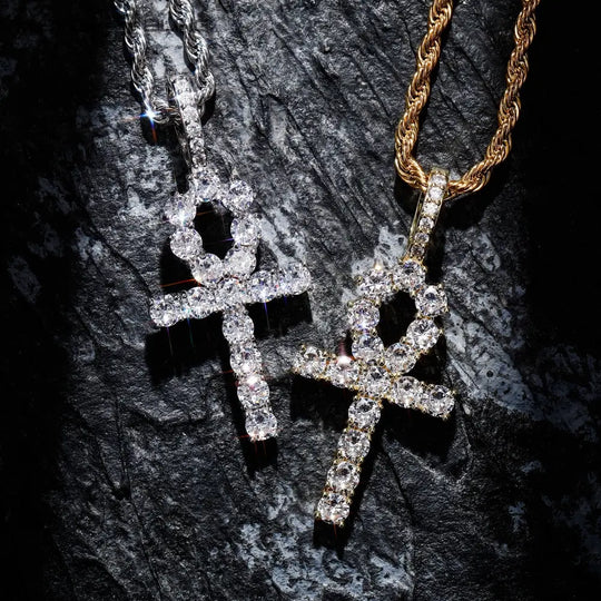 Iced Ankh Pendant in Gold