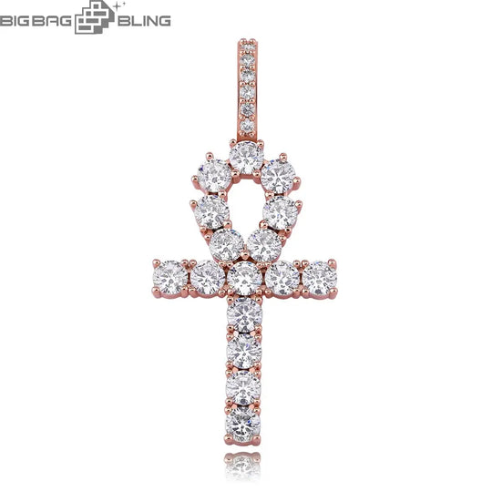 Iced Ankh Pendant in Gold