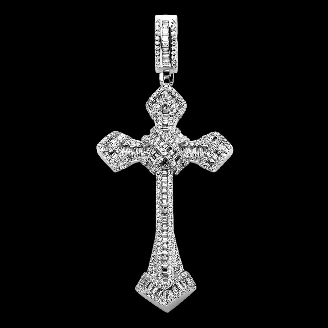 Iced Baguette Diamond Cross Pendant BigBagBling