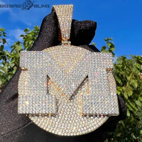 Iced Crown Discs and custom letters Pendant