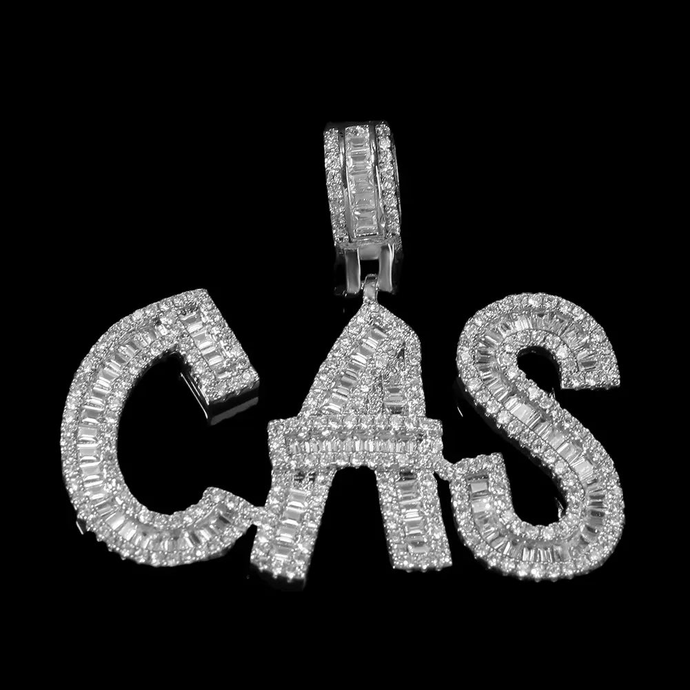 Iced Cursive Custom Name Pendant BigBagBling
