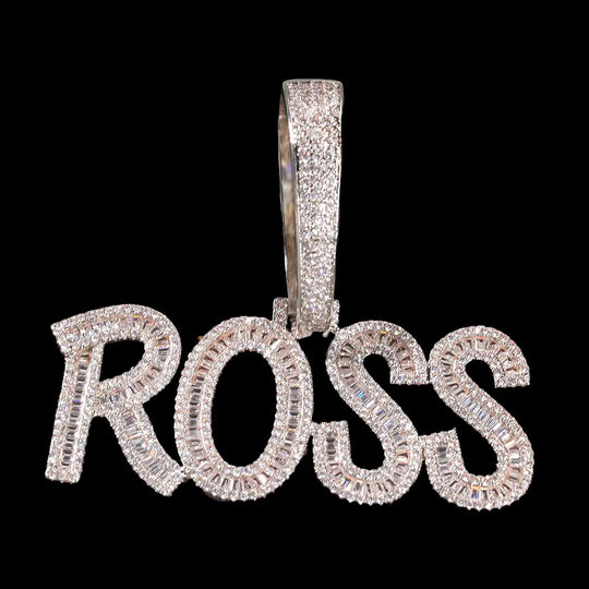 Iced Cursive Custom Name Pendant BigBagBling