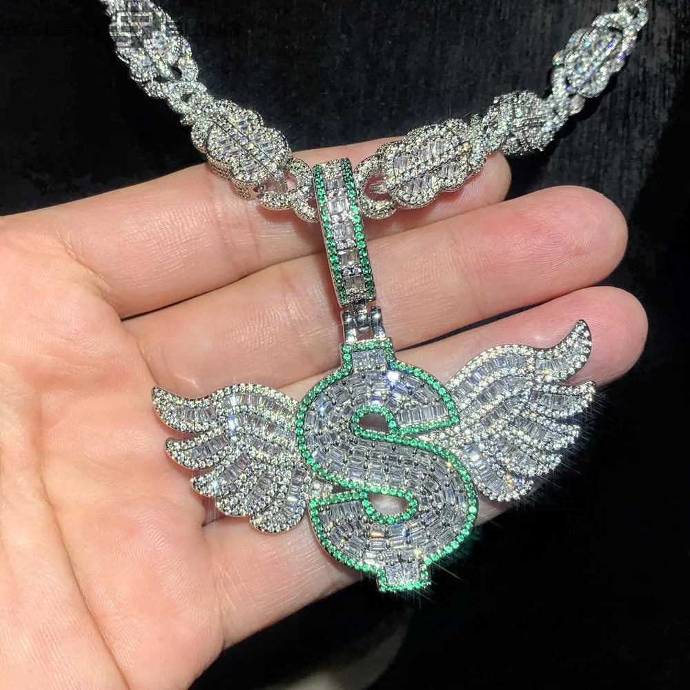 Iced Diamond inlaid wings pendant My Store
