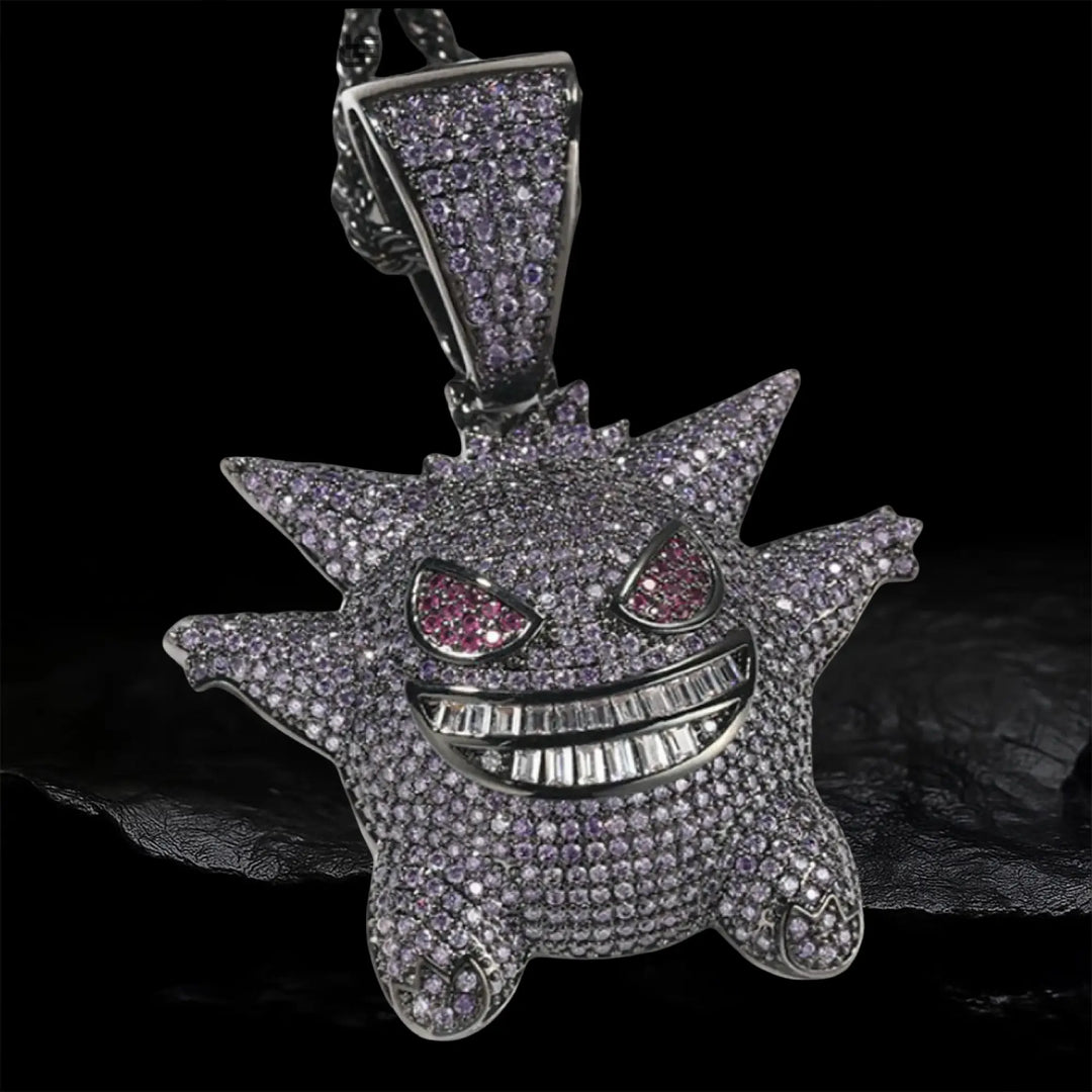 Iced Gengar Pendant in Black Gold BigBagBling